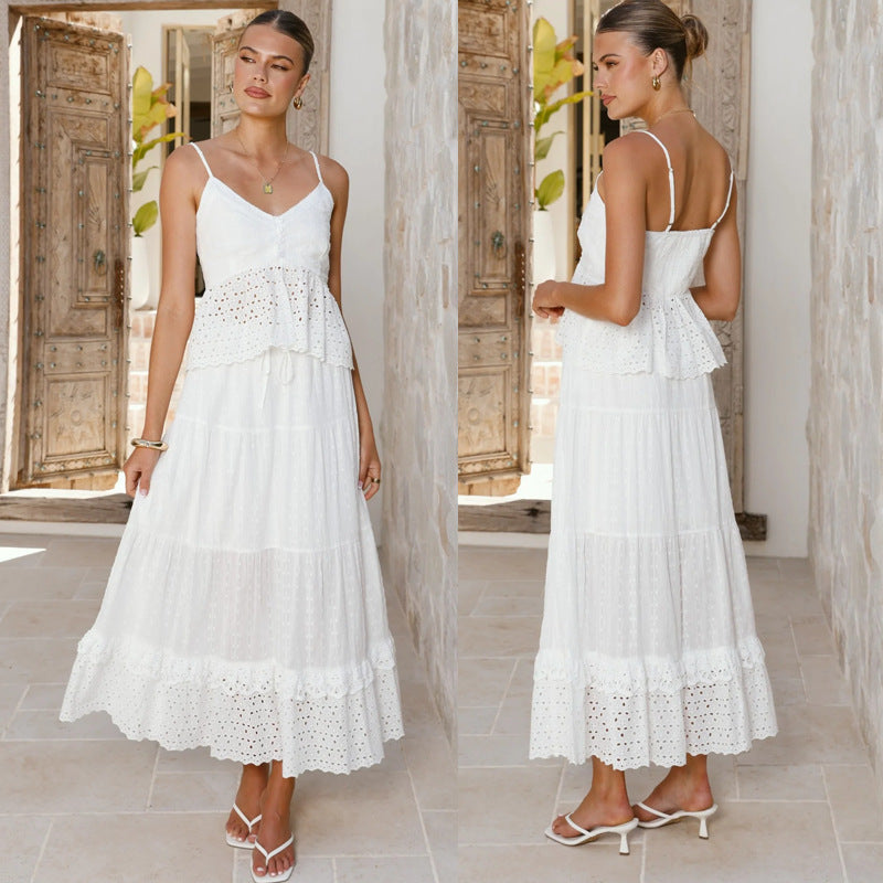 Artisio | Women Hollow Lace Maxi Dress