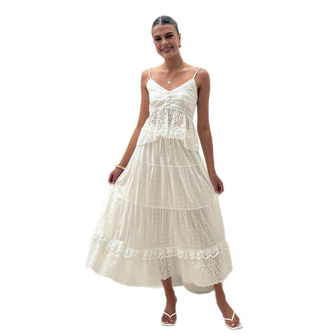 Artisio | Women Hollow Lace Maxi Dress