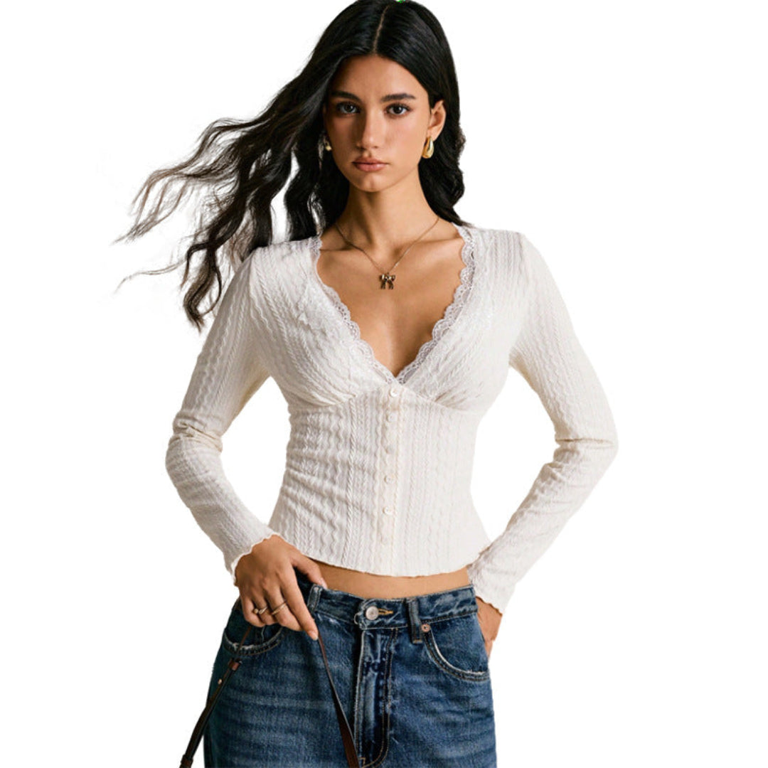 Artisio | Women Knit Lace Fit Top
