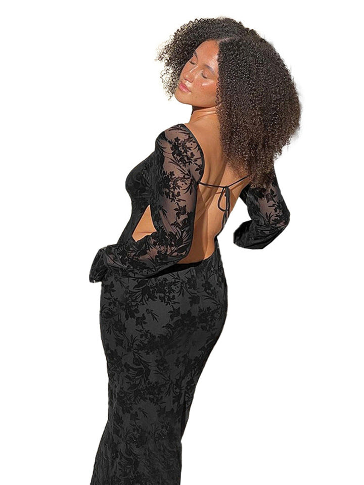 Artisio | Women Lace Backless Maxi Dress