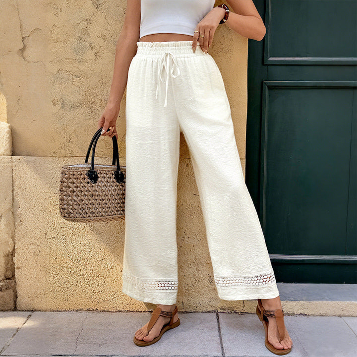 Artisio | Women Lace Hem Wide Pants