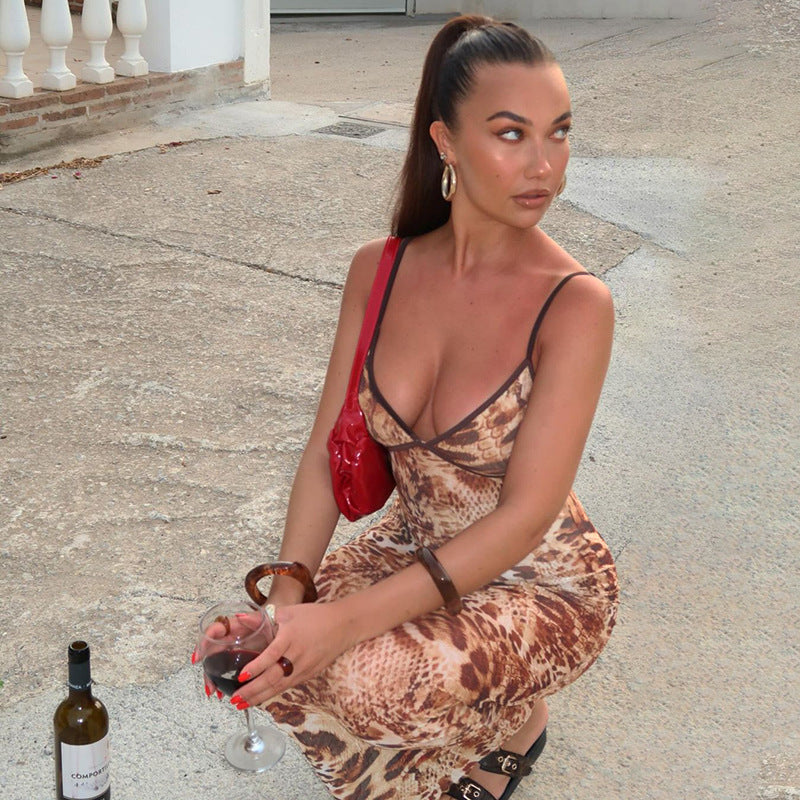 Artisio | Women Leopard Bodycon Maxi Dress