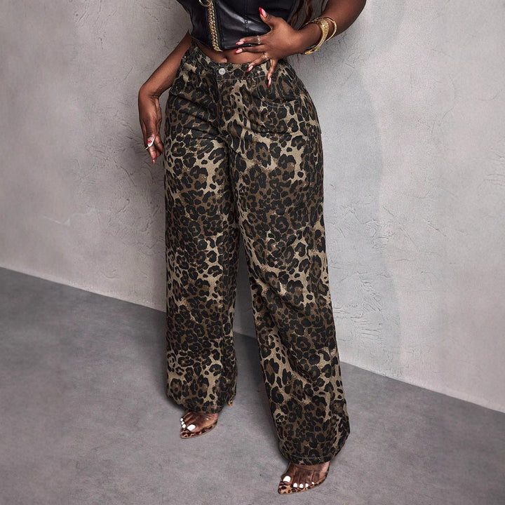 Artisio | Women Leopard Street Wide Jeans