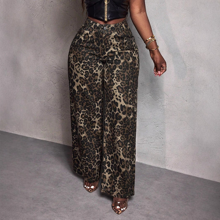 Artisio | Women Leopard Street Wide Jeans