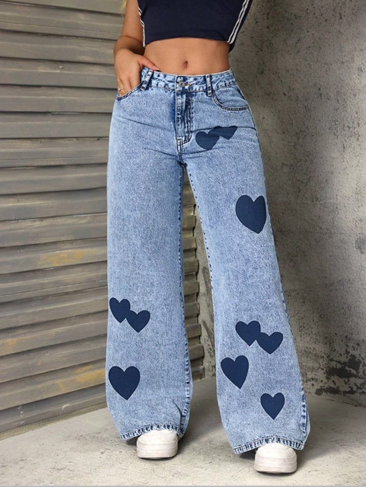 Artisio | Women LovePatch Wide Leg Jeans