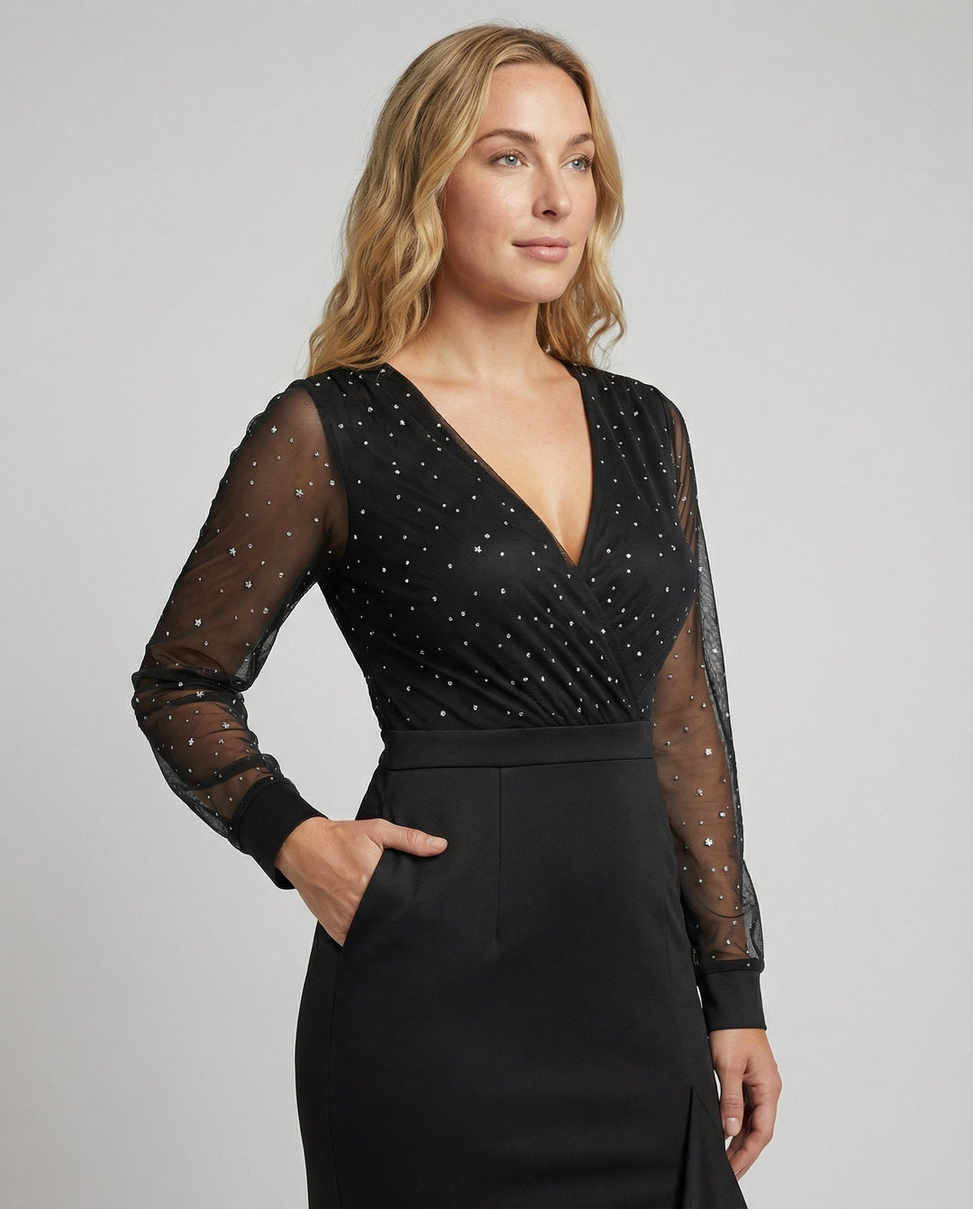 Artisio | Women Mesh Sleeve Maxi Dress
