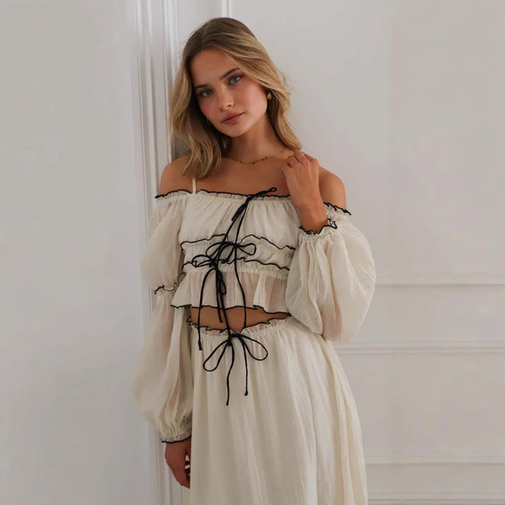 Artisio | Women Off Shoulder Ruffle Set