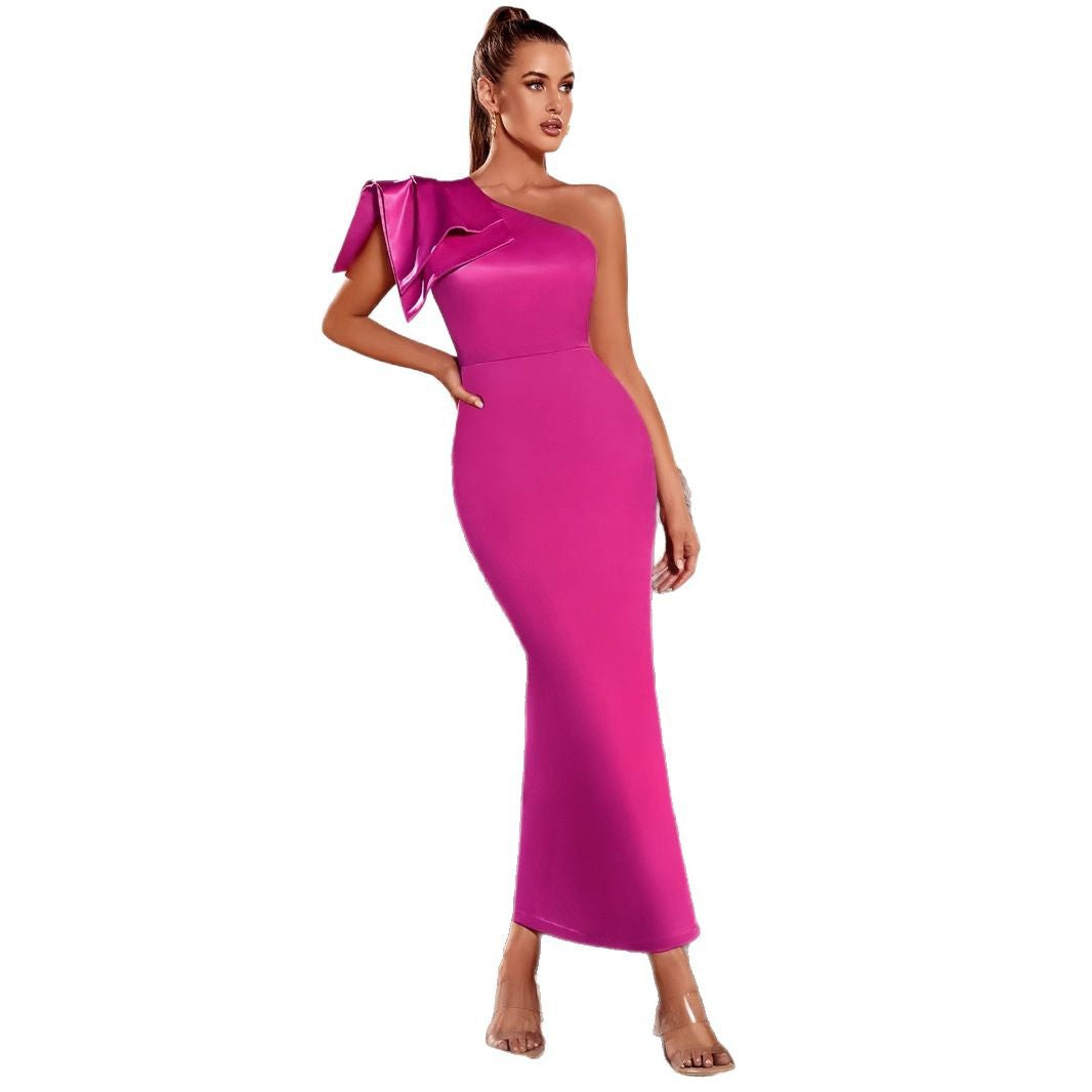 Artisio | Women One Shoulder Bow Maxi Dress