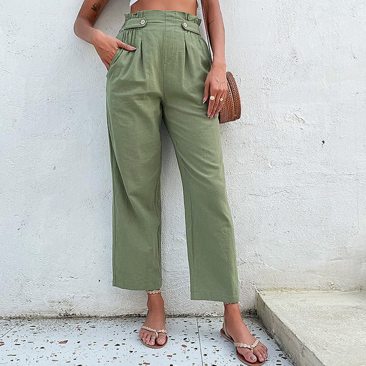 Artisio | Women Paperbag Button Pants