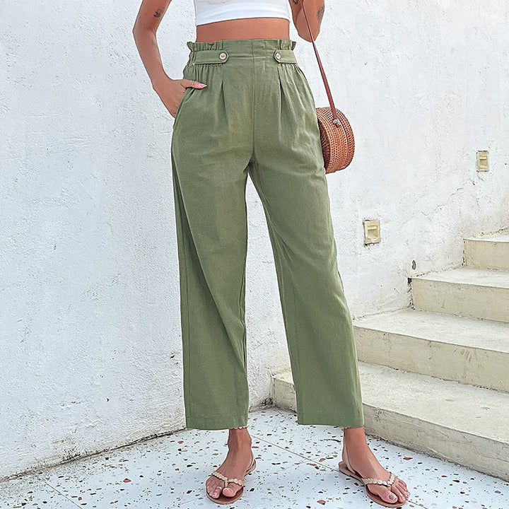 Artisio | Women Paperbag Button Pants