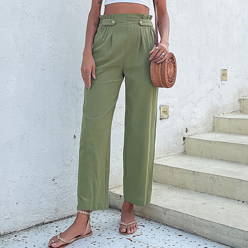 Artisio | Women Paperbag Button Pants