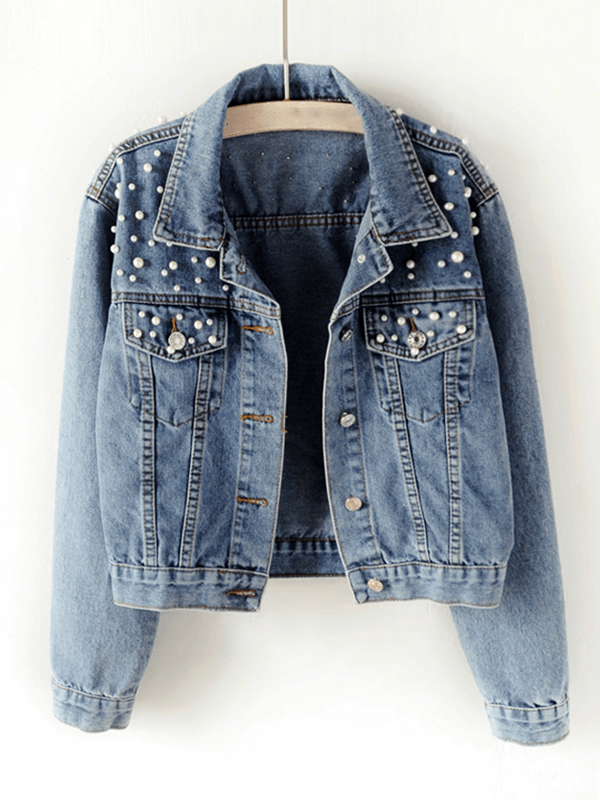 Artisio | Women Pearl Denim Jacket