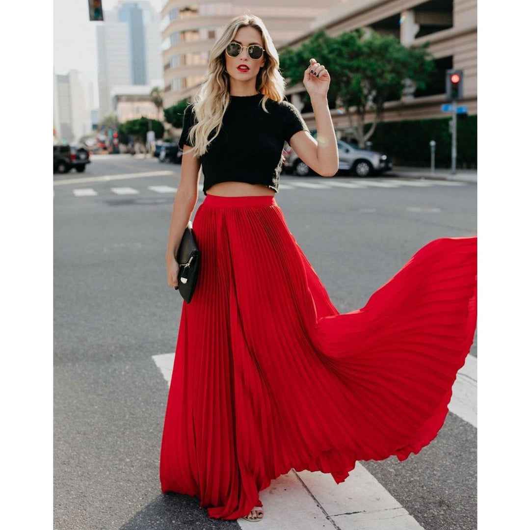 Artisio | Women Pleated Flowing Maxi Skirt