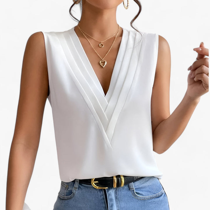 Artisio | Women Pleated V-Neck Blouse