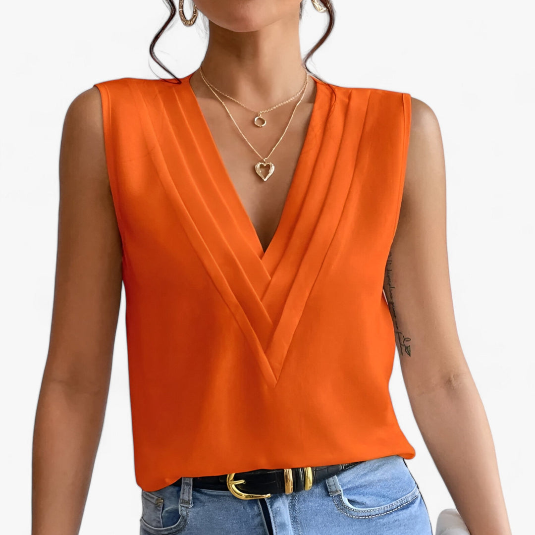 Artisio | Women Pleated V-Neck Blouse