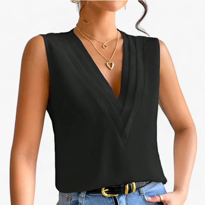 Artisio | Women Pleated V-Neck Blouse