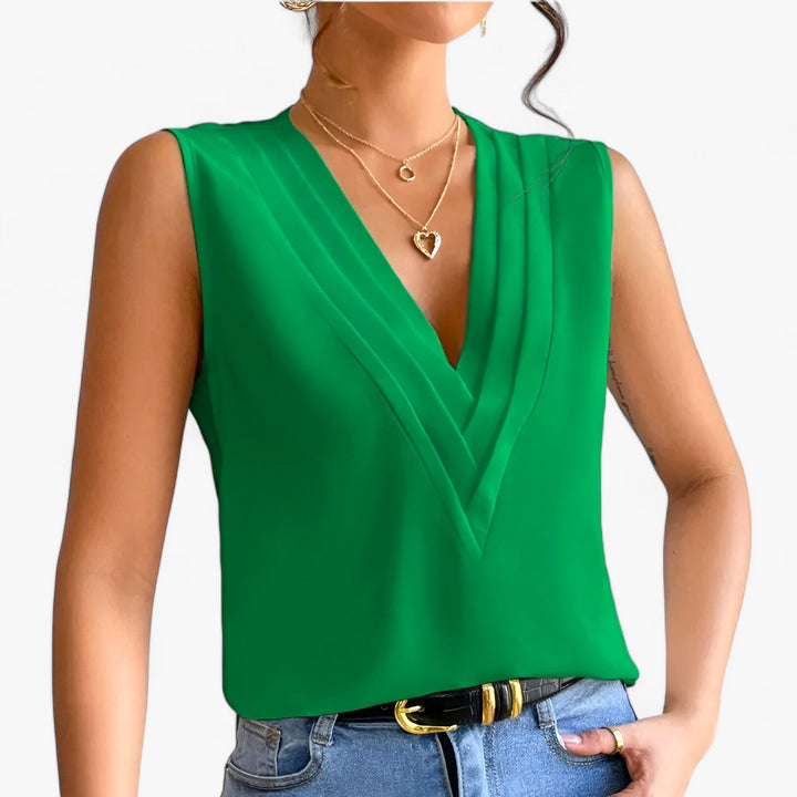 Artisio | Women Pleated V-Neck Blouse