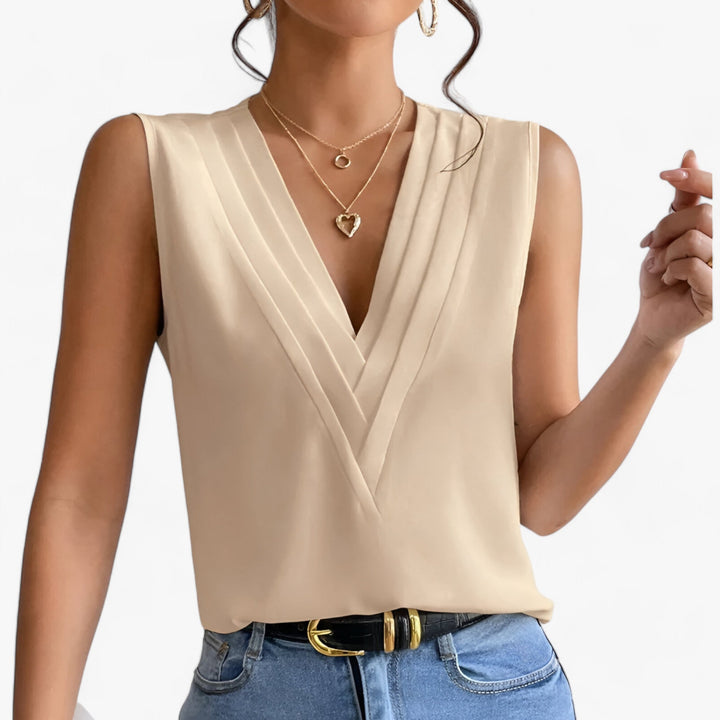 Artisio | Women Pleated V-Neck Blouse