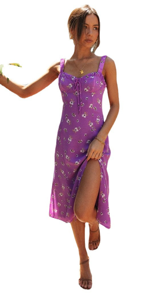 Artisio | Women Purple Floral Midi Dress