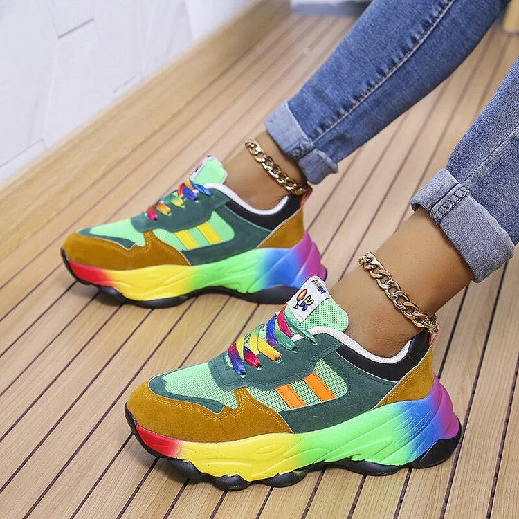 Artisio | Women Rainbow Chunky Orthopedic Shoes
