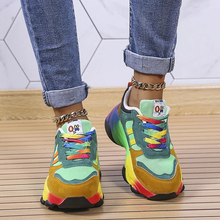 Artisio | Women Rainbow Chunky Orthopedic Shoes