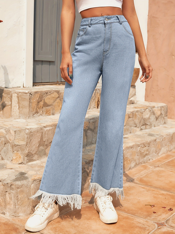 Artisio | Women Raw Hem Flare Denim