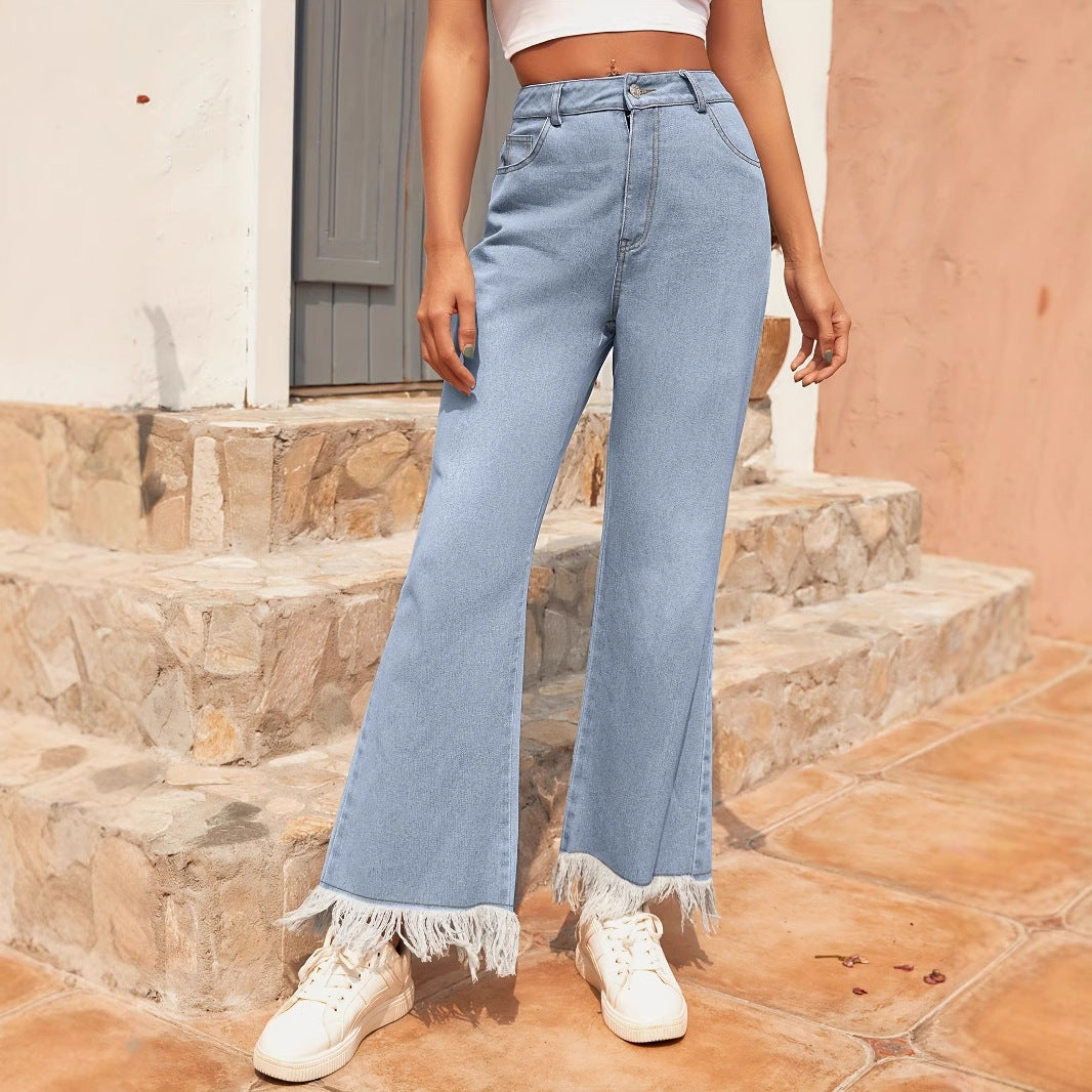 Artisio | Women Raw Hem Flare Denim