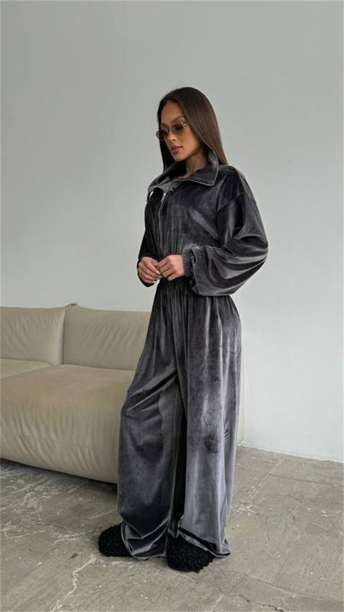 Artisio | Women Relax Fit Velvet Jumpsuit