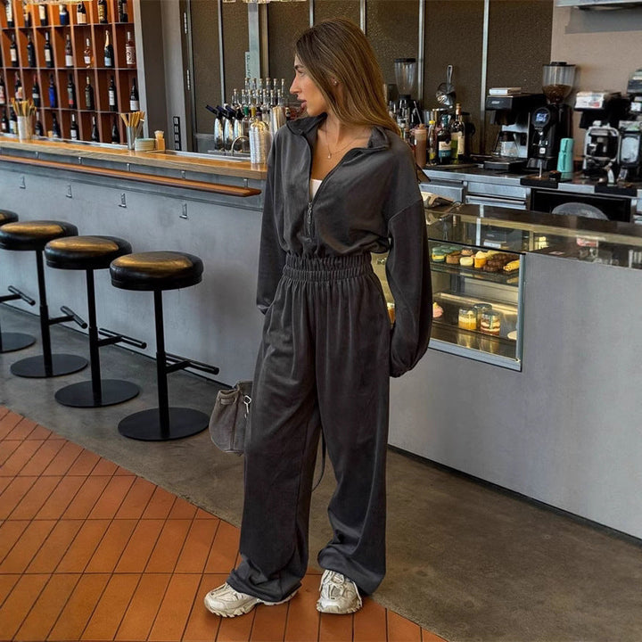 Artisio | Women Relax Fit Velvet Jumpsuit