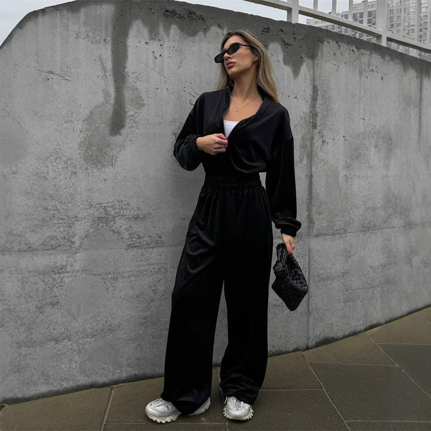 Artisio | Women Relax Fit Velvet Jumpsuit