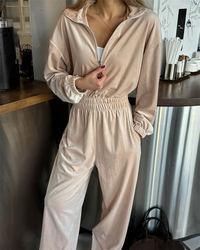 Artisio | Women Relax Fit Velvet Jumpsuit