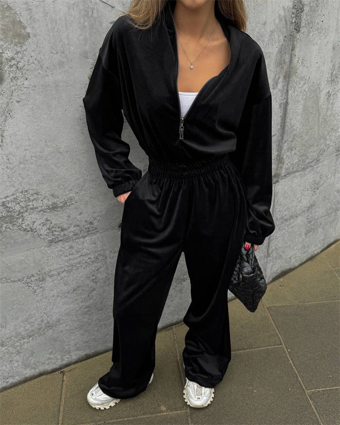 Artisio | Women Relax Fit Velvet Jumpsuit