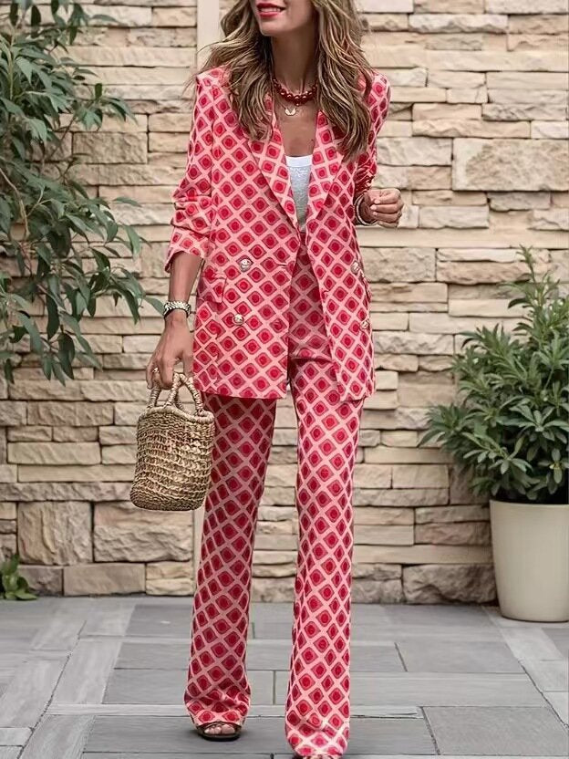 Artisio | Women Retro Pattern Suit Set