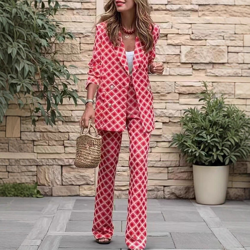 Artisio | Women Retro Pattern Suit Set