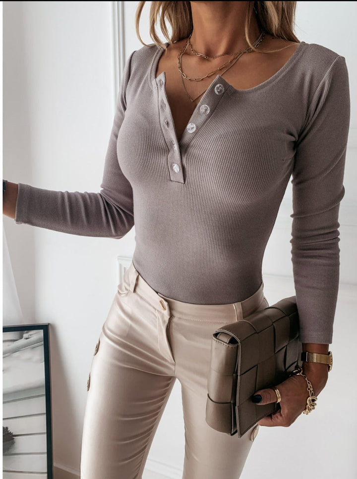 Artisio | Women Ribbed Button Top