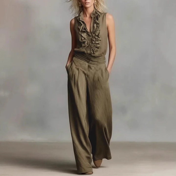 Artisio | Women Ruffle Neck Jumpsuit