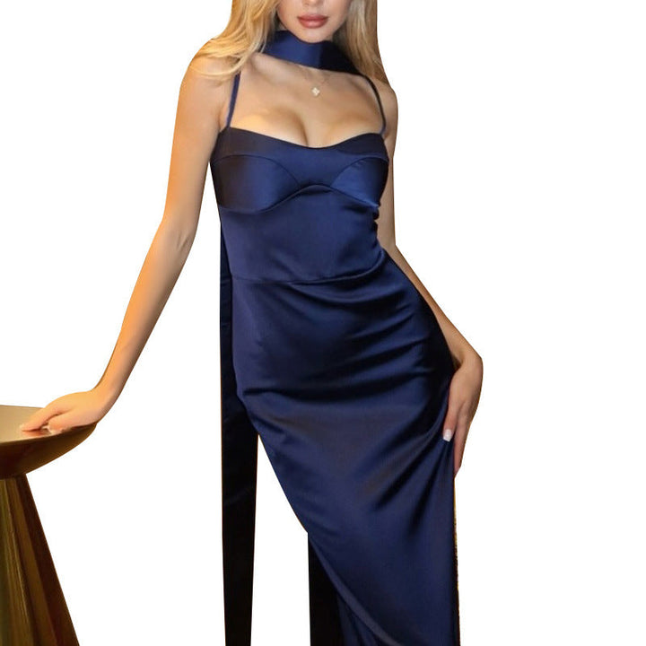 Artisio | Women Satin Halter Evening Dress