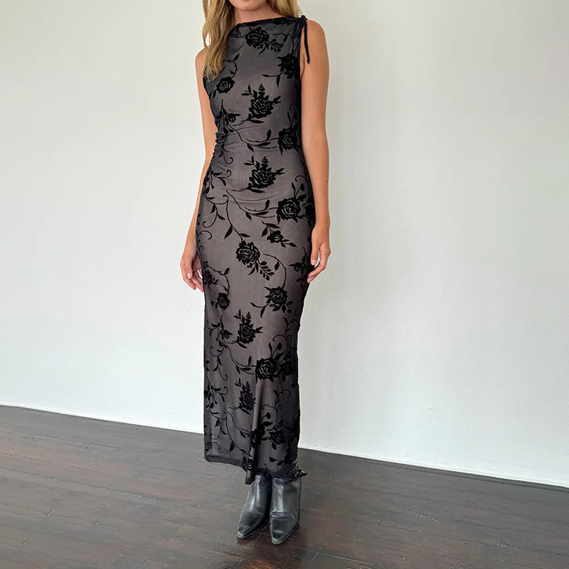 Artisio | Women Sheer Floral Slim Dress