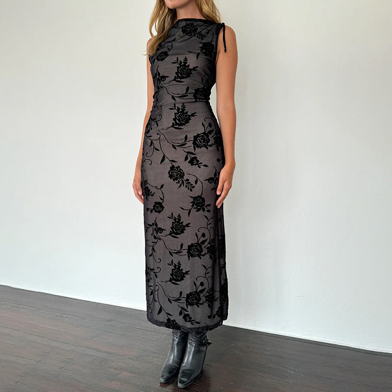 Artisio | Women Sheer Floral Slim Dress