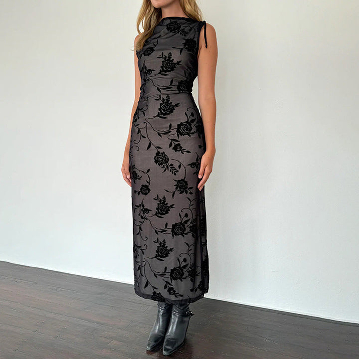 Artisio | Women Sheer Floral Slim Dress