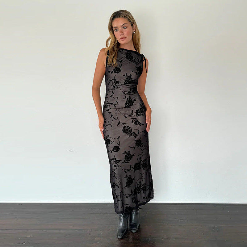 Artisio | Women Sheer Floral Slim Dress