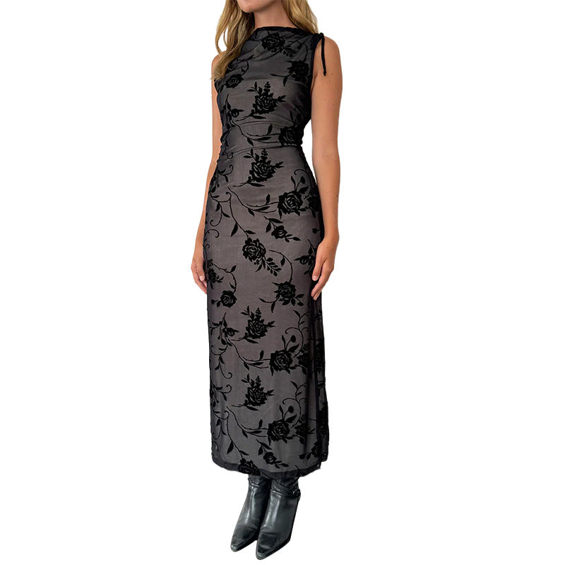 Artisio | Women Sheer Floral Slim Dress