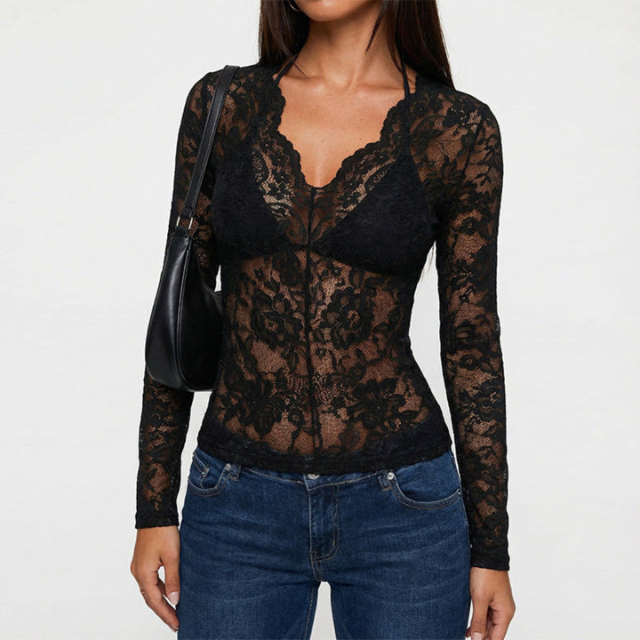 Artisio | Women Sheer Lace Long Sleeves