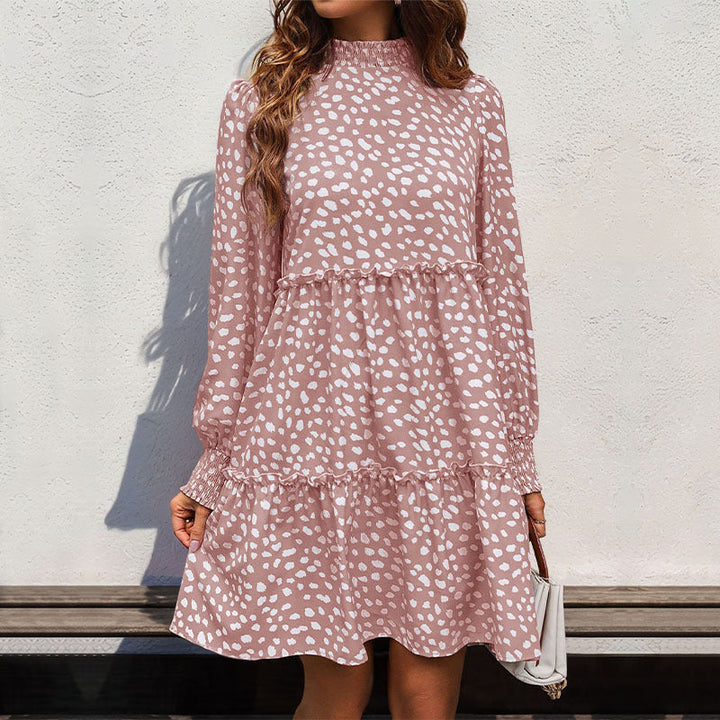 Artisio | Women Smocked Neck Polka Dot Dress