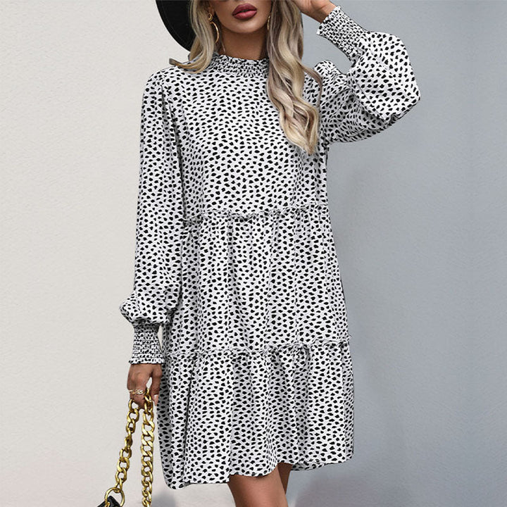 Artisio | Women Smocked Neck Polka Dot Dress