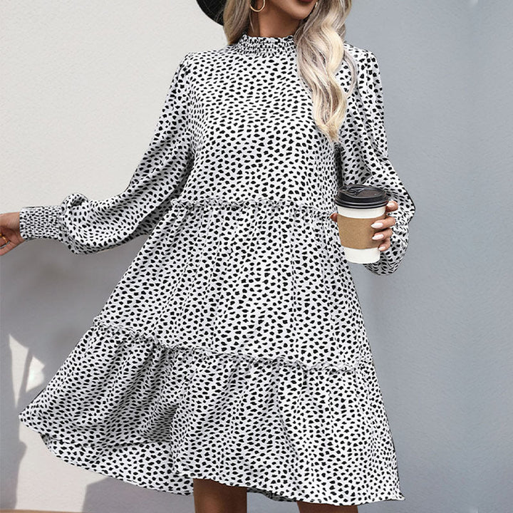 Artisio | Women Smocked Neck Polka Dot Dress