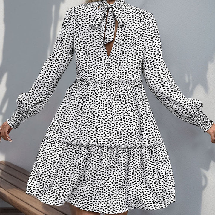 Artisio | Women Smocked Neck Polka Dot Dress