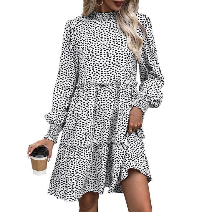Artisio | Women Smocked Neck Polka Dot Dress