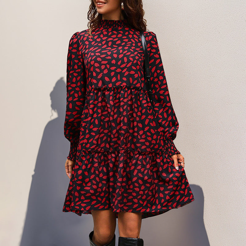 Artisio | Women Smocked Neck Polka Dot Dress