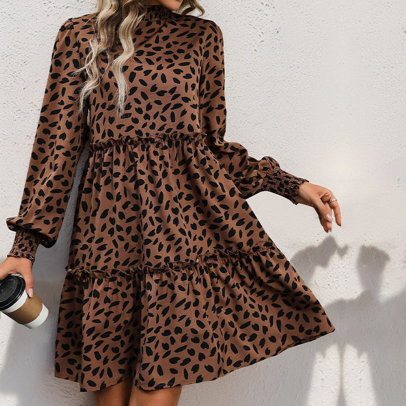Artisio | Women Smocked Neck Polka Dot Dress